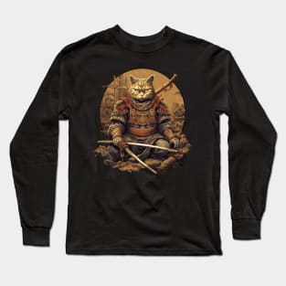 samurai ninja cat Long Sleeve T-Shirt